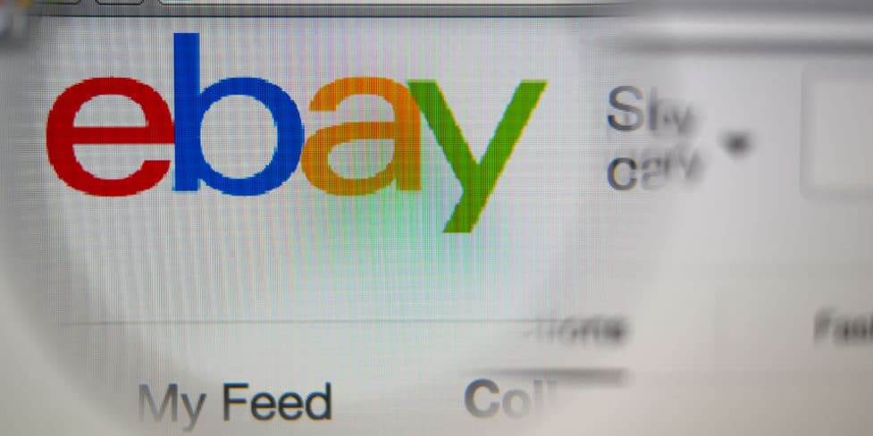 The 'ebay' logo displayed on a computer monitor.