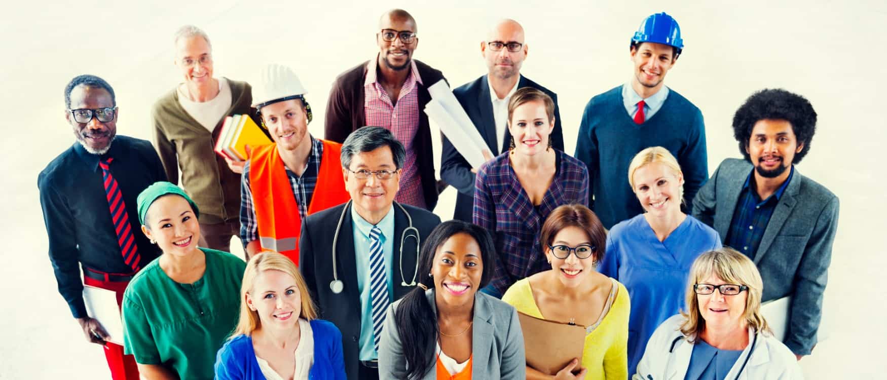 Group of diverse multiethnic people displaying various jobs concept.