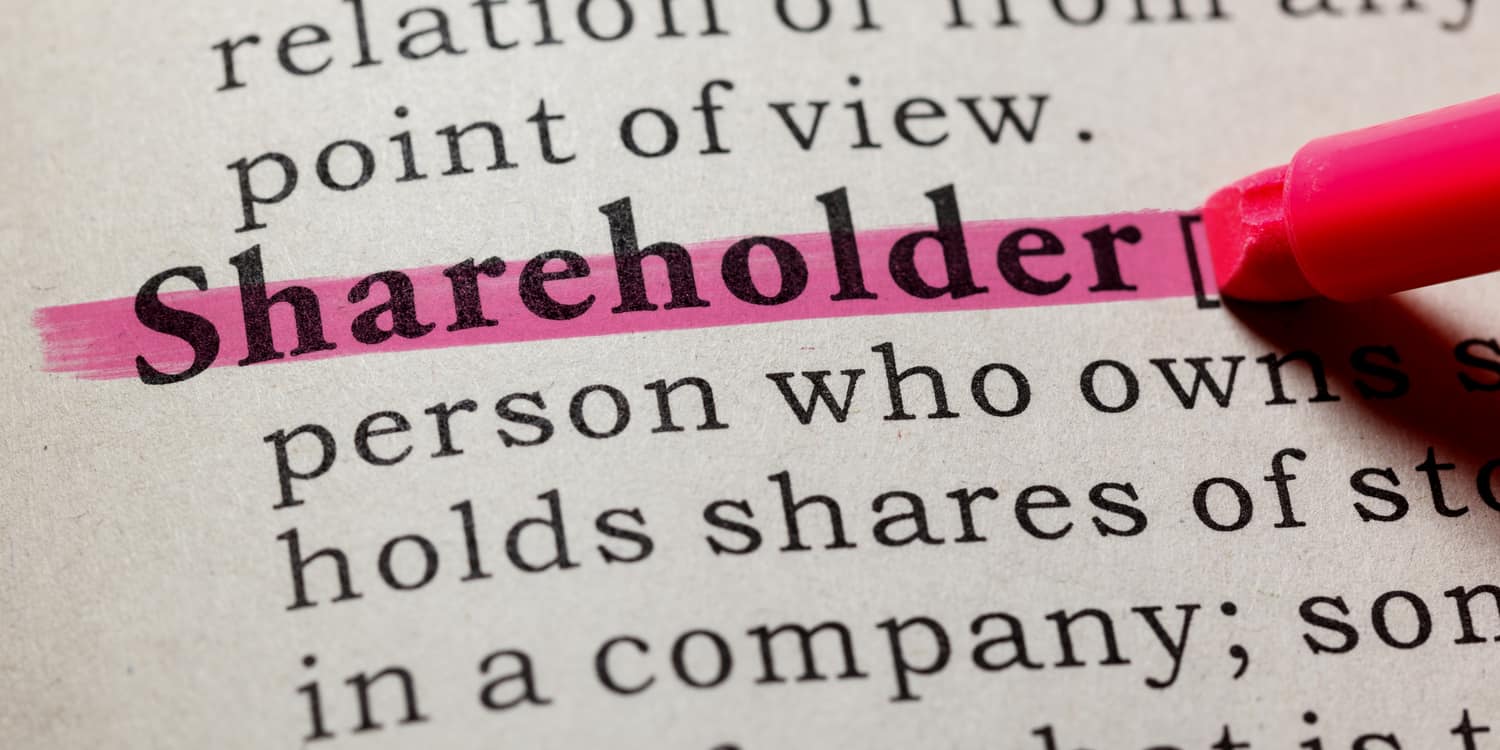 Dictionary definition of the word shareholder. including key descriptive words.