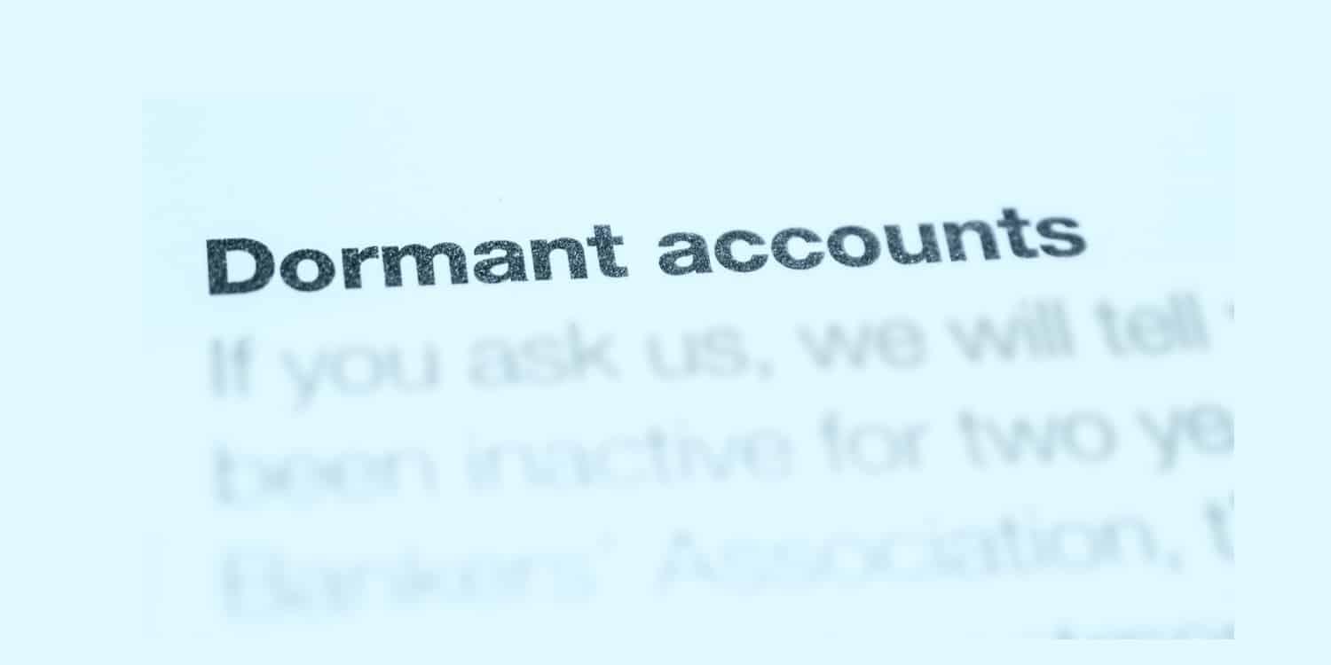 Book entry with 'Dormant accounts' written