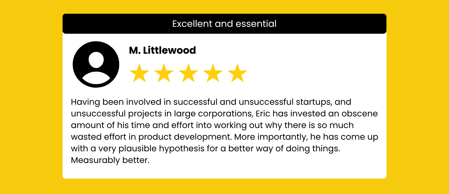 A book review highlighting M. Littlewood's positive experience with Eric Ries's The Lean Startup