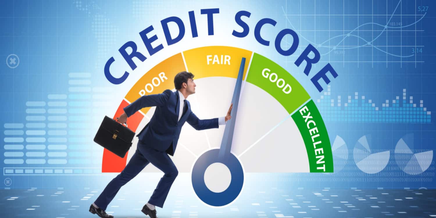 Businessman trying to improve his company credit score