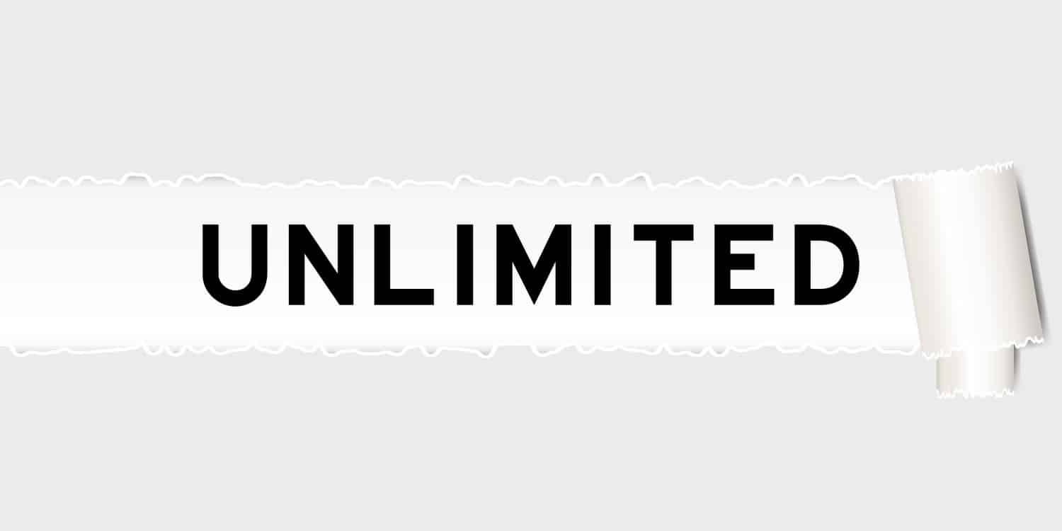 Ripped grey paper background that reveals the word UNLIMITED under the torn part.