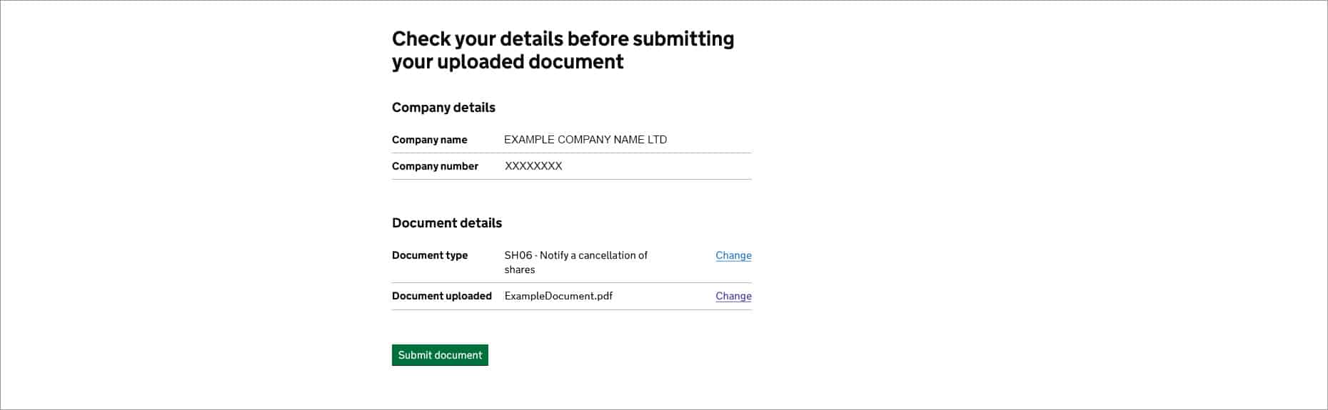Check your details before submitting your uploaded document