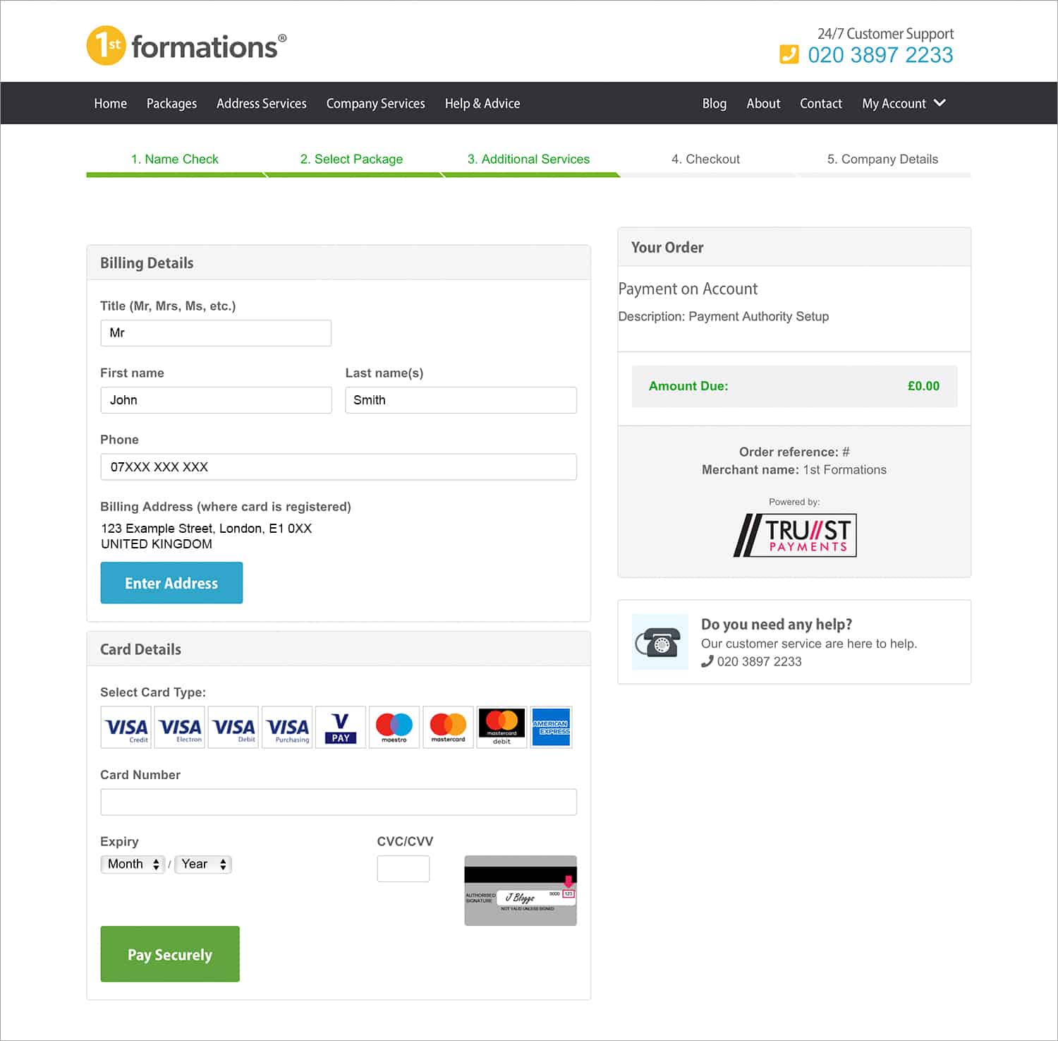 Screenshot of Card Management page