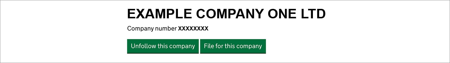 Screenshot of companies house unfollow company option