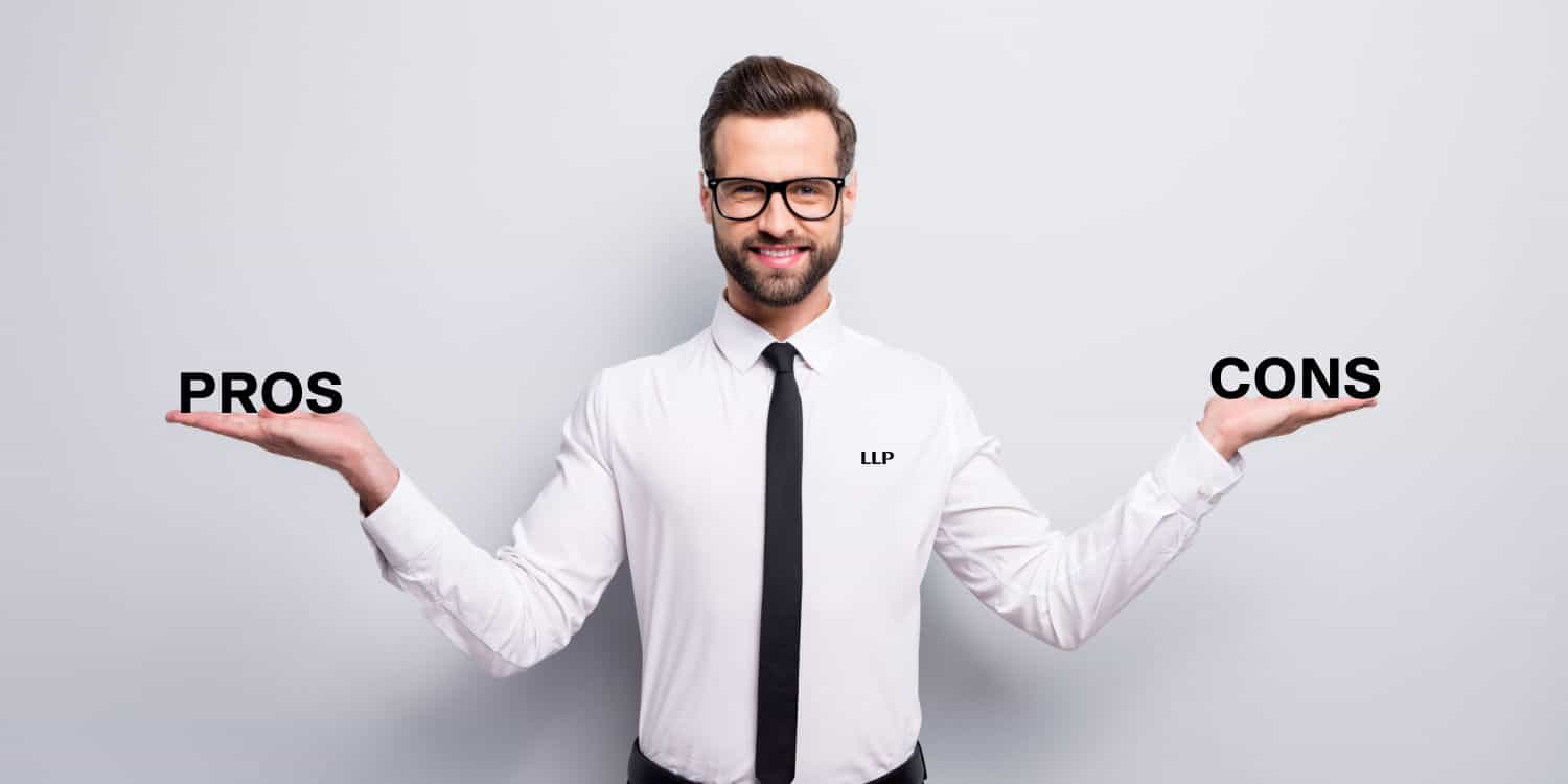 Portrait of cheerful businessman, wearing white shirt and dark grey tie, weighing up the pros and cons of an LLP.