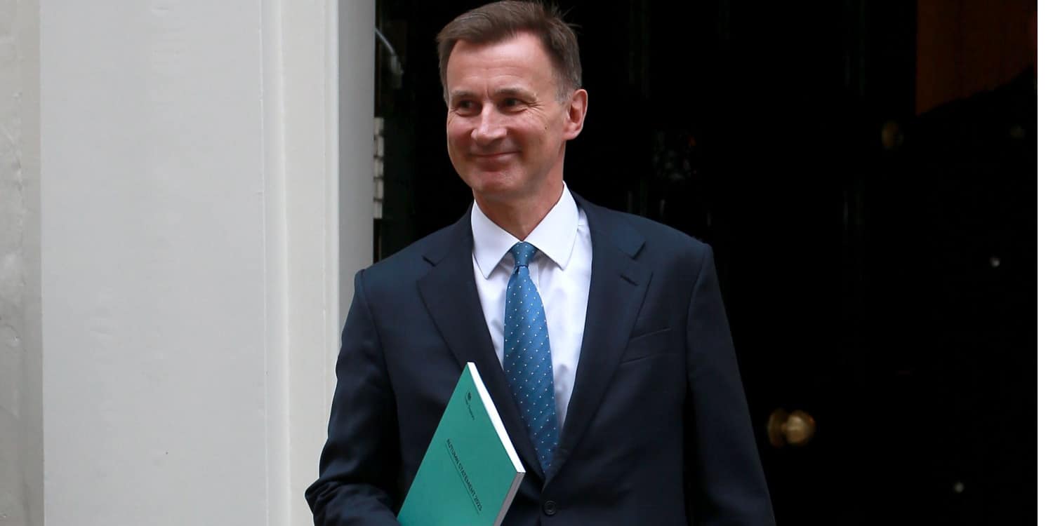 Chancellor Jeremy Hunt leaving 11 Downing Street to present the Autumn Statement to Parliament in London.