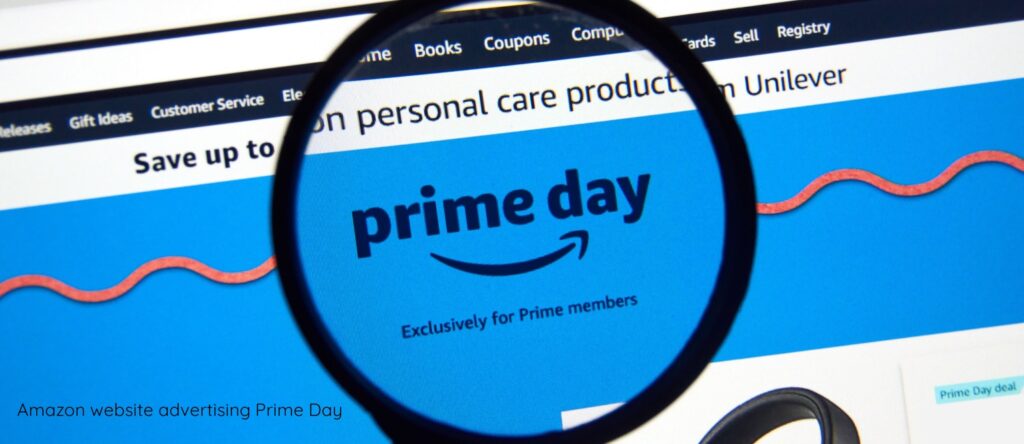 Close-up of an Amazon webpage promoting Prime Day