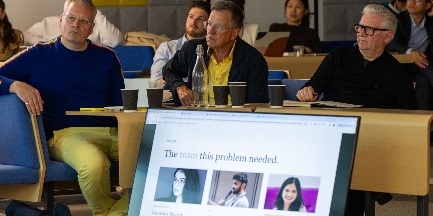 The panel of judges watching Enso's pitch.