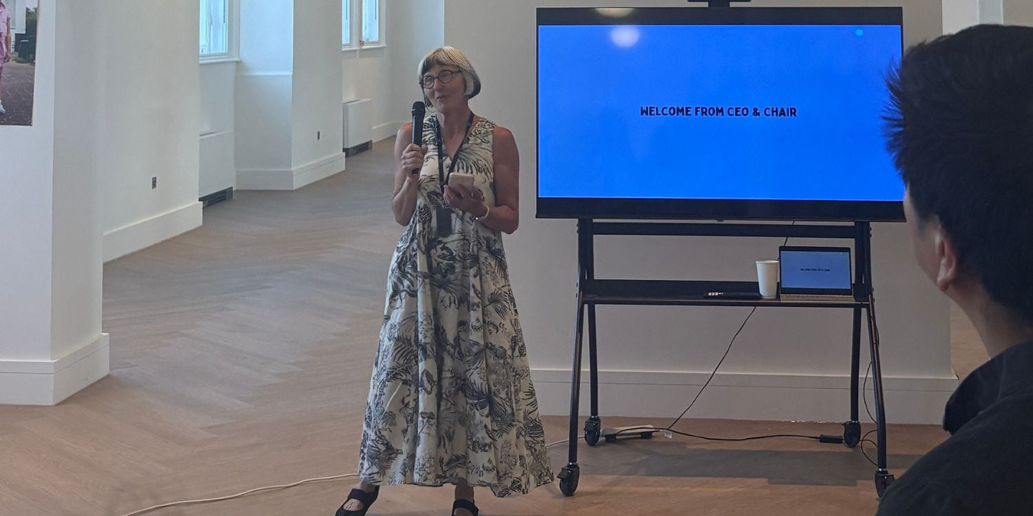 CEO of Young Camden Foundation speaking at their annual summer party.