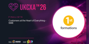 1st Formations logo in UKCXA Awards 2026 banner for Customer at the Heart of Everything category