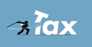 Illustration showing ninja character slashing through the 'T' of the word 'Tax' symbolising the concept of cutting your tax bill.